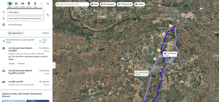 Driving Directions from Vereeniging